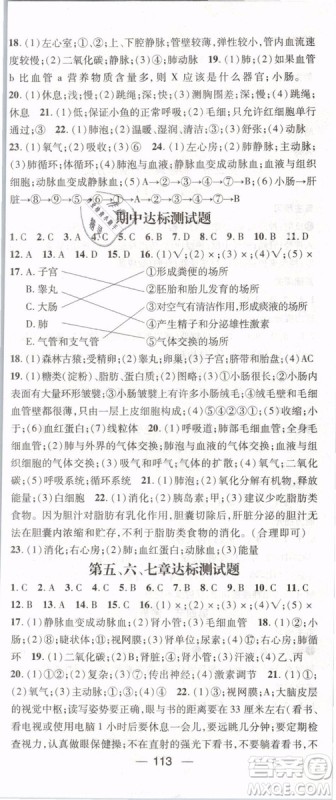 2019年名师测控七年级生物下册RJ人教版参考答案 2019年名师测控七年级生物下册RJ人教版参考答案
