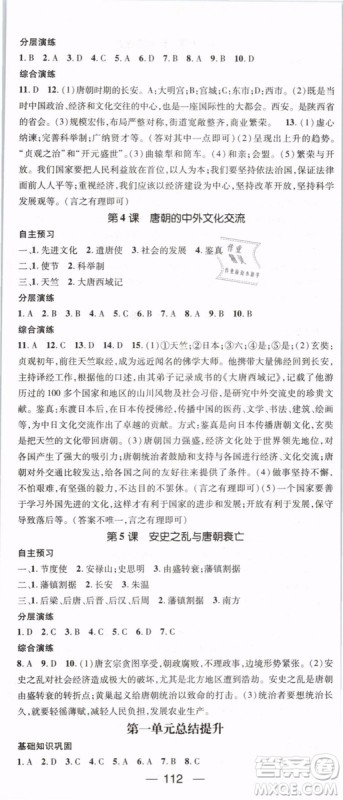 2019年名师测控七年级历史下册RJ人教版参考答案 2019年名师测控七年级历史下册RJ人教版参考答案