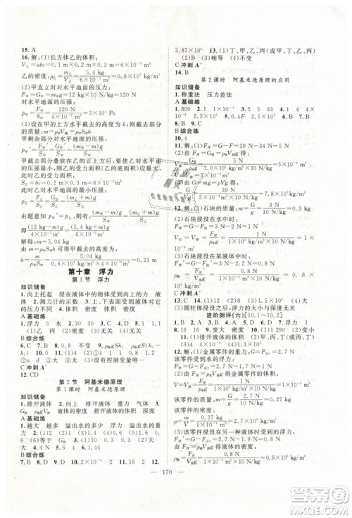 万羽文化2019年名师学案八年级下册物理人教版参考答案 万羽文化2019年名师学案八年级下册物理人教版参考答案