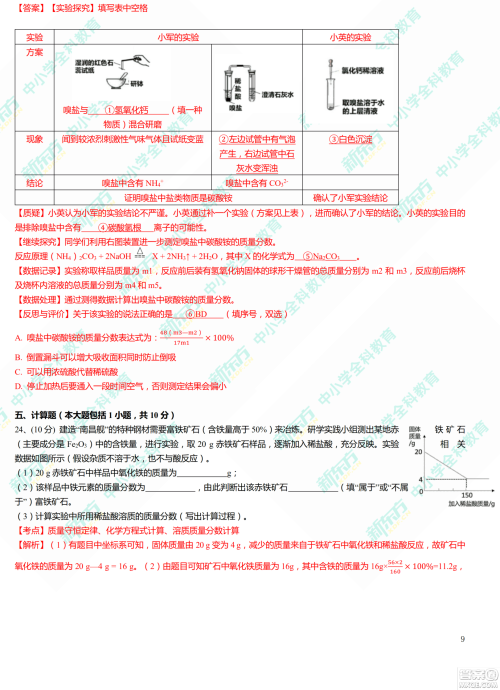 江西省2019年中等学校招生考试化学试题卷及答案