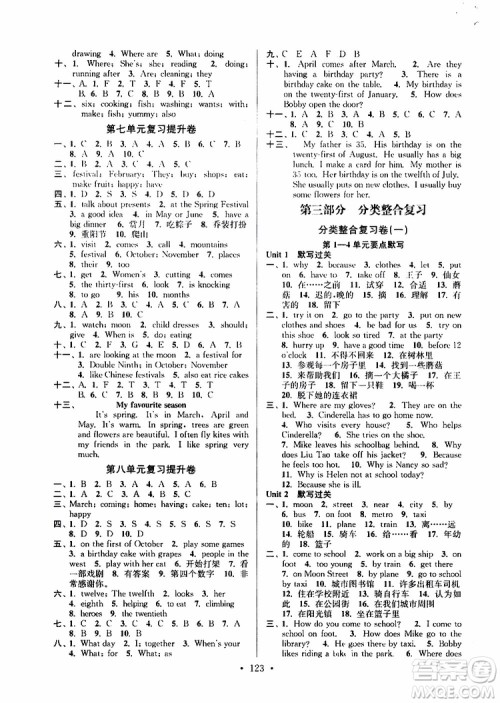 2019版江苏好卷5年级英语下江苏版苏教版SJ参考答案