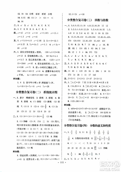 江苏版2019版江苏好卷5年级数学下苏教版SJ参考答案