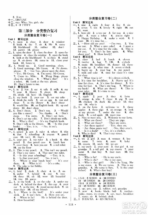 2019年江苏好卷三年级下册英语译林版参考答案