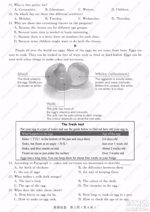 2019年苏州市中考英语试题及参考答案