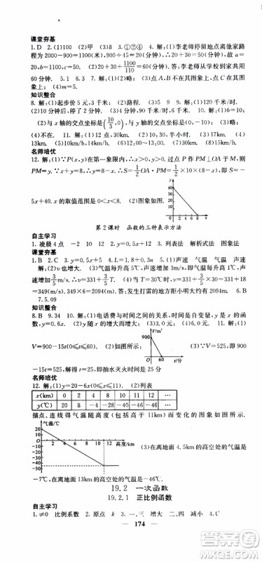 2019年版名校课堂内外八年级下册数学人教版参考答案