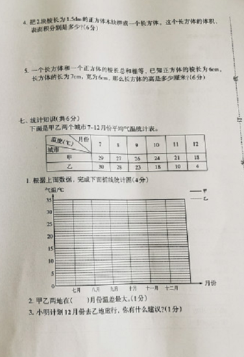 路北区2018-2019学年度第二学期期末检测五年级数学试卷及答案 路北区2018-2019学年度第二学期期末检测五年级数学试卷及答案