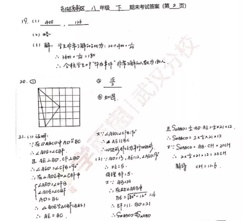 2019武汉市东湖高新区八年级期末考试数学试卷及答案 2019武汉市东湖高新区八年级期末考试数学试卷及答案