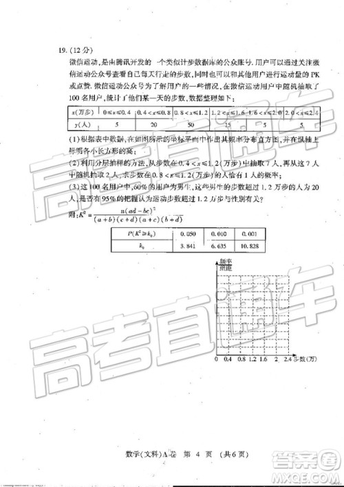2019年高考模拟豫科名校大联考A卷文理数试题及答案