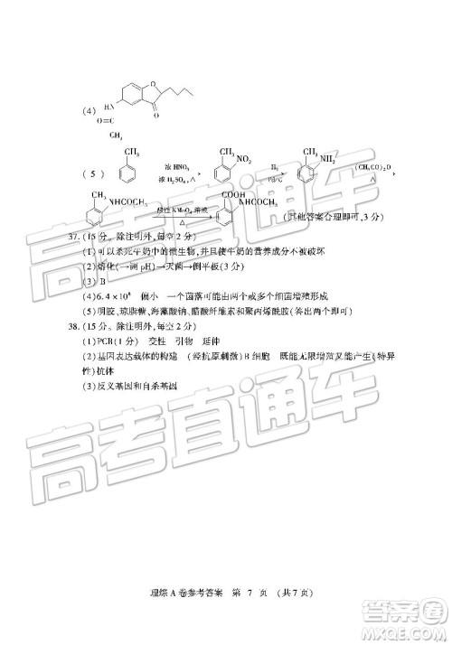 2019年高考模拟豫科名校大联考A卷文理综试题及答案 2019年高考模拟豫科名校大联考A卷文理综试题及答案