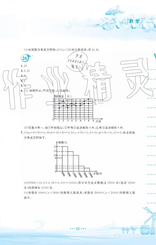 2019年暑假作业七年级数学人教版安徽教育出版社答案