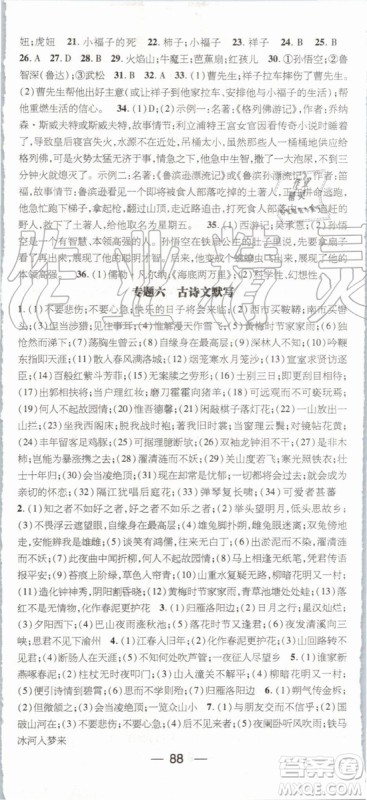2019年鸿鹄志文化期末冲刺王暑假作业七年级语文人教版答案 2019年鸿鹄志文化期末冲刺王暑假作业七年级语文人教版答案