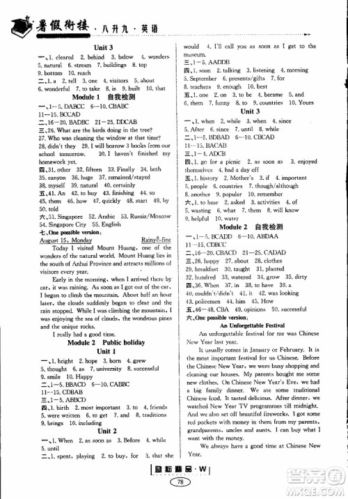 2019年励耘书业暑假衔接八升九英语新标准人教版参考答案