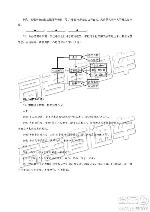 2019年江苏省淮安市高一下学期期末考试语文试题及答案