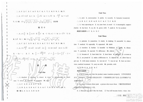 江苏人民出版社2019年学习与探究暑假学习八年级参考答案