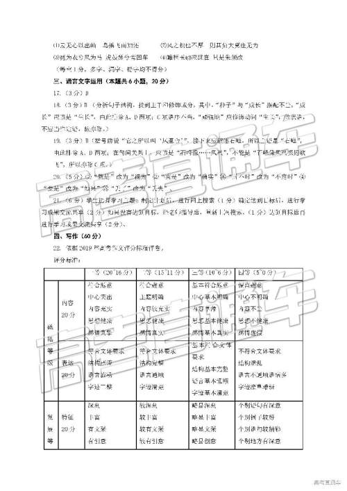 2019年河南省平顶山市高二下学期期末调研考试语文试题及答案