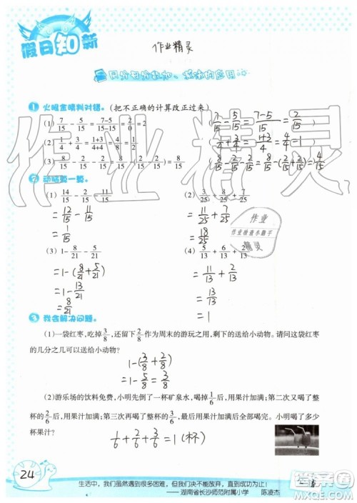 暑假学习与生活2019年假日知新五年级数学参考答案 暑假学习与生活2019年假日知新五年级数学参考答案