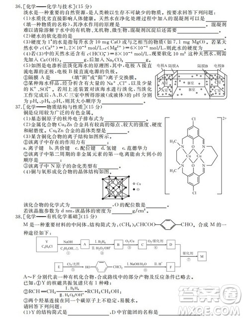 河北衡水中学2020届新高三联考卷一调理综参考答案