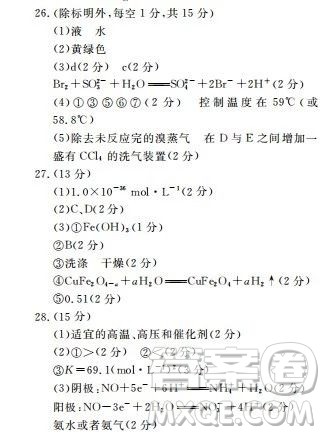 河北衡水中学2020届新高三联考卷一调理综参考答案 河北衡水中学2020届新高三联考卷一调理综参考答案