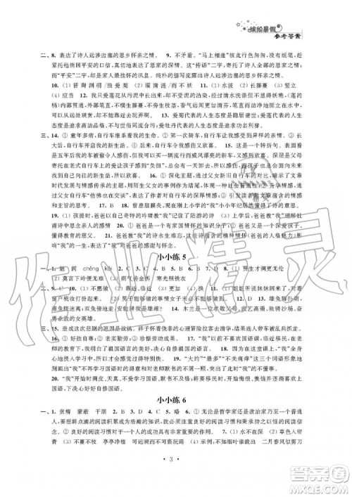 2019年精彩假期暑假小小练七年级语文数学英语合订本答案 2019年精彩假期暑假小小练七年级语文数学英语合订本答案