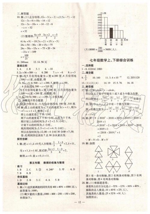 2019年人教版智胜假期暑假版七年级数学下册参考答案 2019年人教版智胜假期暑假版七年级数学下册参考答案