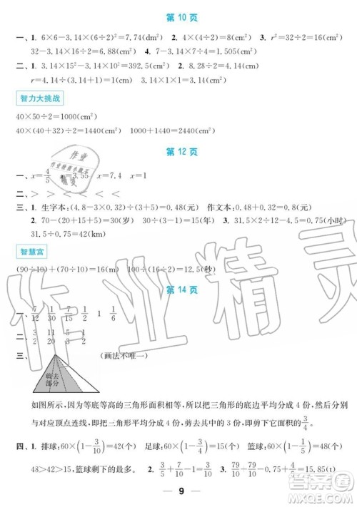 2019秋暑假接力棒语数英综合篇小学5升6年级参考答案