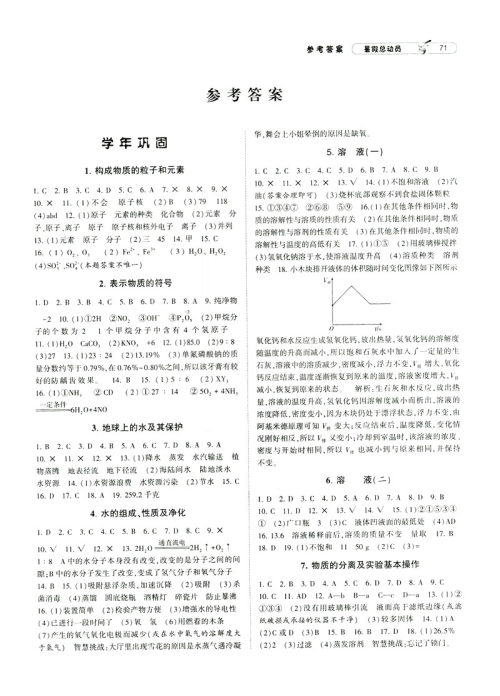 2019年经纶学典暑假总动员八年级科学浙教版ZJ参考答案