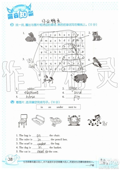 暑假学习与生活2019年假日知新四年级英语学习版参考答案 暑假学习与生活2019年假日知新四年级英语学习版参考答案