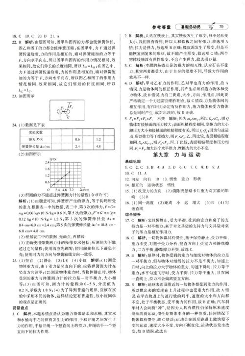 2019年经纶学典暑假总动员物理八年级江苏国标苏教SJ8升9参考答案