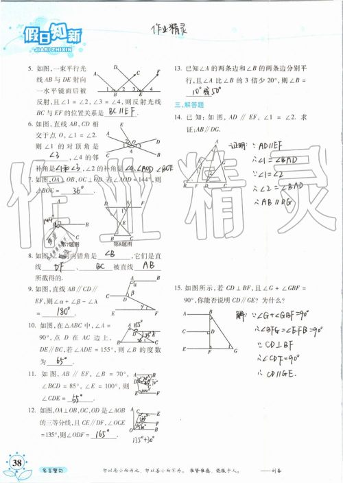 暑假学习与生活2019年假日知新七年级数学学习版参考答案 暑假学习与生活2019年假日知新七年级数学学习版参考答案
