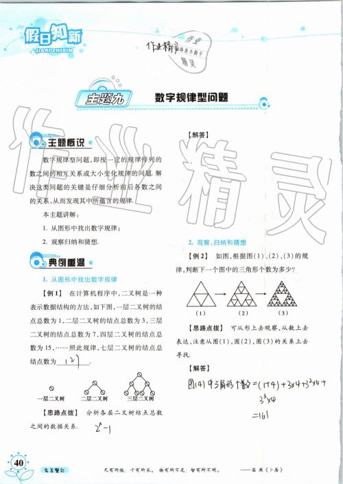 暑假学习与生活2019年假日知新七年级数学学习版参考答案 暑假学习与生活2019年假日知新七年级数学学习版参考答案