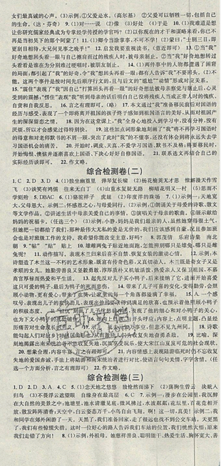 2019年暑假总复习学习总动员七年级语文人教版参考答案 2019年暑假总复习学习总动员七年级语文人教版参考答案