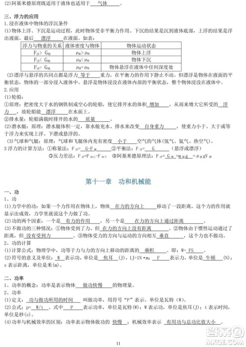 初中物理知识点大全 初中物理知识点总结