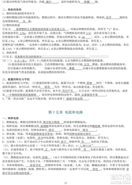 初中物理知识点大全 初中物理知识点总结