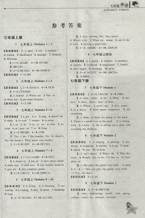 2019年蓝天教育暑假优化学习七年级英语外研版答案