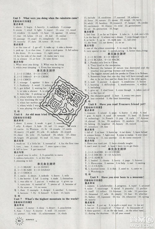 2019鲁人泰斗假期好时光暑假训练营八升九年级英语人教版答案