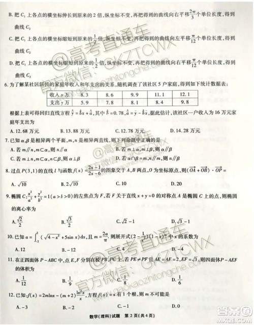 2020届安徽省高三四校联考理数试题及参考答案 2020届安徽省高三四校联考理数试题及参考答案