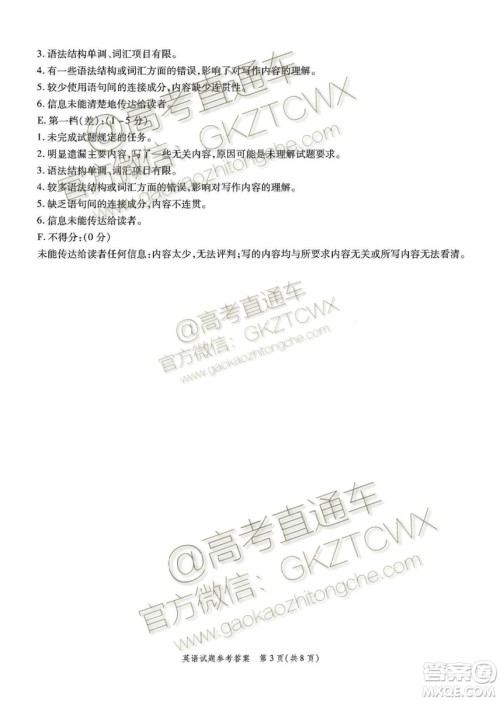 2020届安徽省高三四校联考英语试题及参考答案