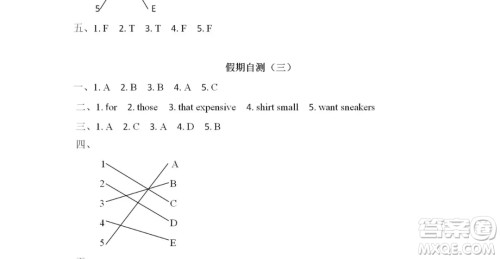 2019宋春生主编阳光假日暑假作业四年级英语PEP版答案