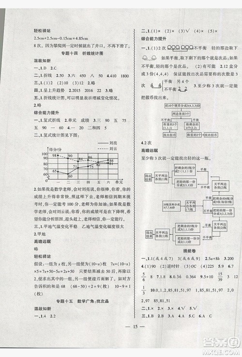 2019假期总动员暑假必刷题五年级数学人教版答案