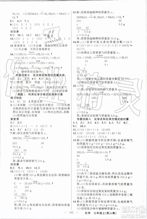 2019年四清导航九年级化学上册人教版答案