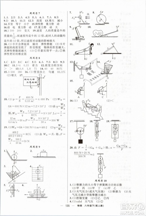 2019年四清导航八年级物理下册人教版参考答案