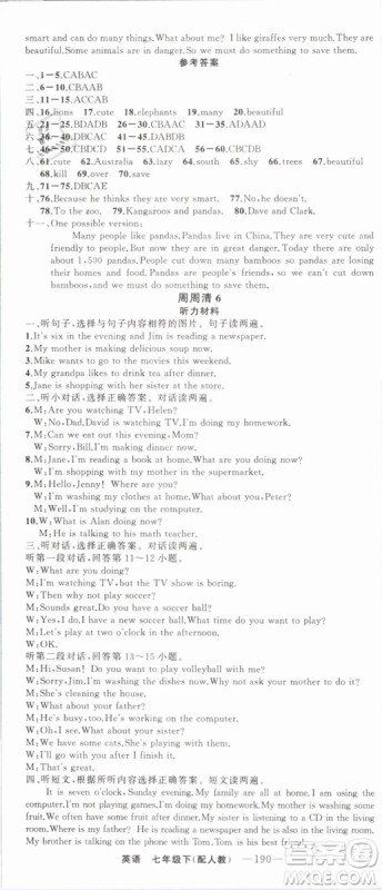 2019年四清导航七年级英语下册人教版参考答案 2019年四清导航七年级英语下册人教版参考答案