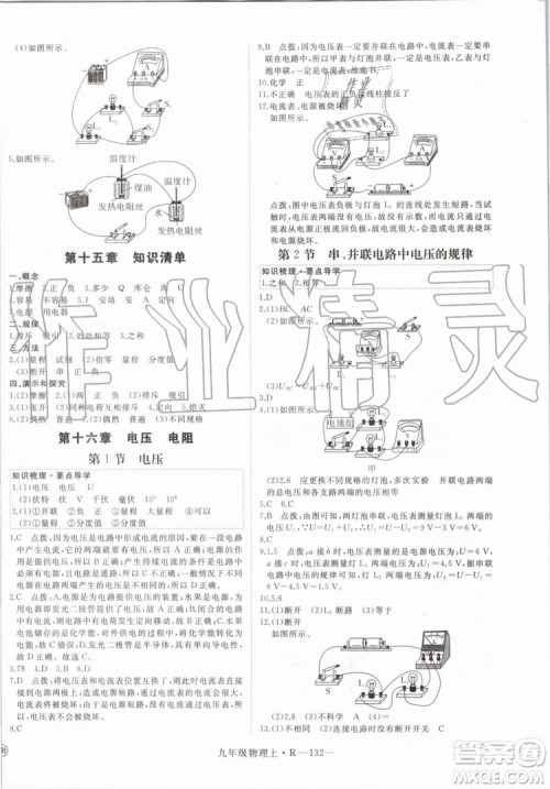 湖北专用2019秋优翼丛书学练优物理九年级上册RJ人教版参考答案