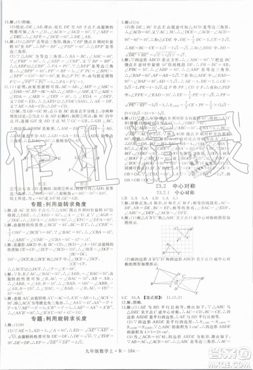 湖北专用2019秋优翼丛书学练优数学九年级上册RJ人教版参考答案