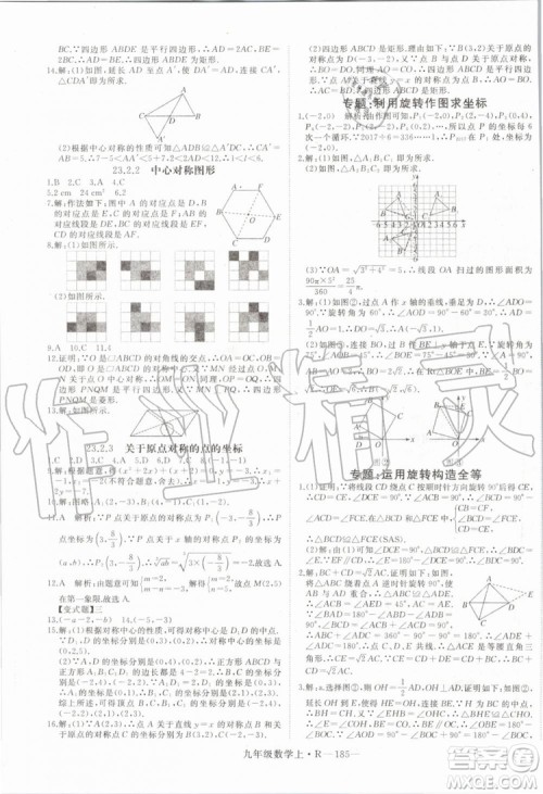 湖北专用2019秋优翼丛书学练优数学九年级上册RJ人教版参考答案