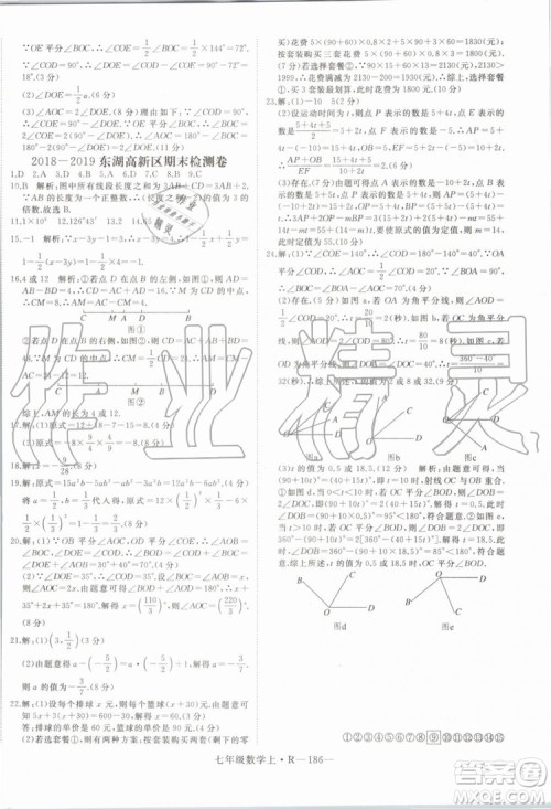 湖北专版2019年优翼学练优七年级数学上册RJ人教版参考答案