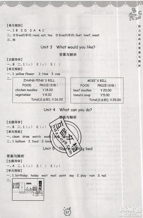 暑假衔接2019年暑假提高班4升5年级英语参考答案