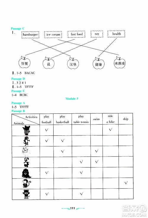 辽宁师范大学出版社2019年暑假乐园三年级英语参考答案