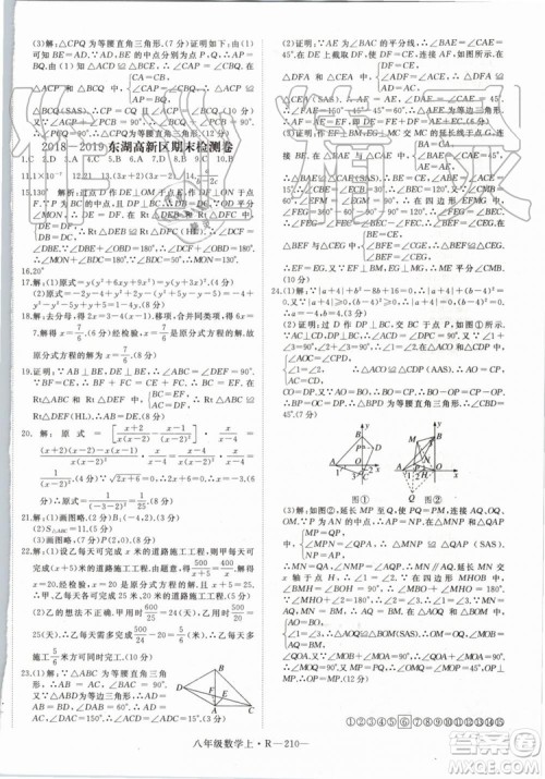 湖北专用2019年优翼学练优八年级数学上册人教版参考答案