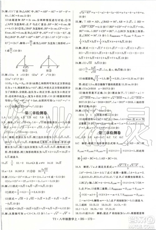 北师大版2019年优翼学练优八年级数学上册参考答案